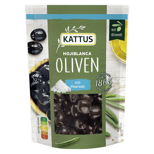 Oliven mit Meersalz in Beutel